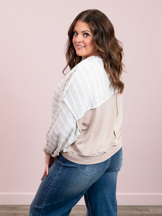 *NEW* Meant To Be Pullover | Heather Grey & Stone Stripe