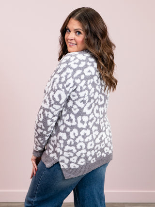 *NEW* Gianna Pullover Sweater | Grey Leopard