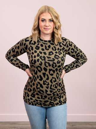 *NEW* Blair Long Sleeve Top | Olive Animal Print