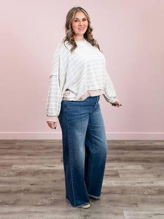 *NEW* Meant To Be Pullover | Heather Grey & Stone Stripe