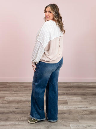 *NEW* Meant To Be Pullover | Heather Grey & Stone Stripe