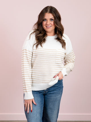*NEW* Julia Striped Sweater | Taupe