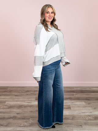 *NEW* After The Rain Colourblock Top | Heather Grey
