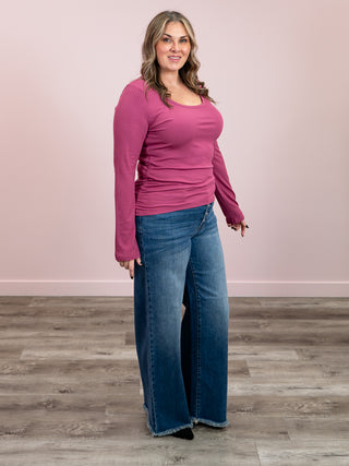 *RESTOCK* Kenley Ribbed Long Sleeve Top | Magenta