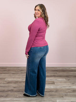 *RESTOCK* Kenley Ribbed Long Sleeve Top | Magenta