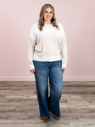 *NEW* Julia Striped Sweater | Taupe