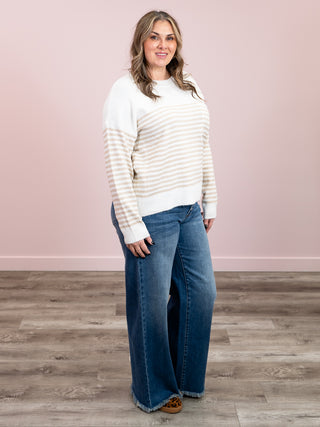 *NEW* Julia Striped Sweater | Taupe