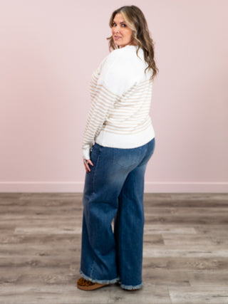 *NEW* Julia Striped Sweater | Taupe