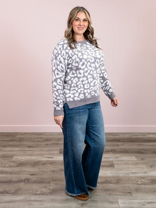 *NEW* Gianna Pullover Sweater | Grey Leopard