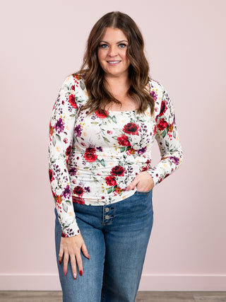 *NEW* Alyssa Long Sleeve Top | Burgundy Bloom