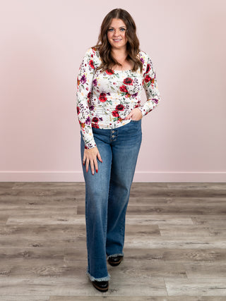 *NEW* Alyssa Long Sleeve Top | Burgundy Bloom