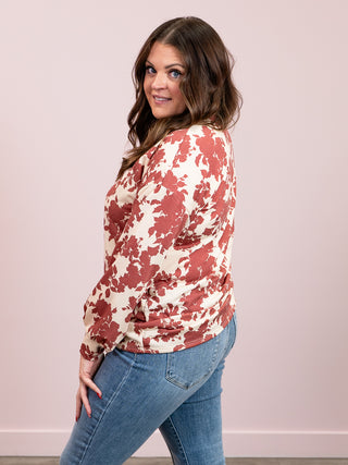*NEW* Whispering Vines Floral Sweatshirt | Beige & Burgundy Floral