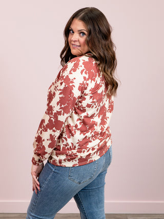 *NEW* Whispering Vines Floral Sweatshirt | Beige & Burgundy Floral