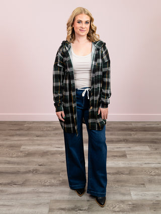 *NEW* Bohemian Plaid Cardigan | Hunter Green Multi