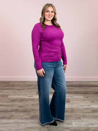 *4PM DEAL* Kenzie Long Sleeve Round Neck Tee | Light Plum