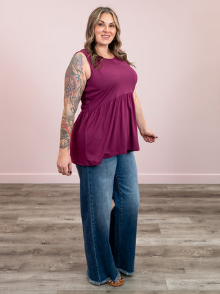 *1PM DEAL* Renee Ruffle Tank Top | Dark Purple