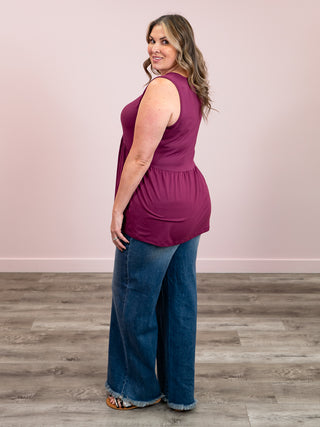 *1PM DEAL* Renee Ruffle Tank Top | Dark Purple