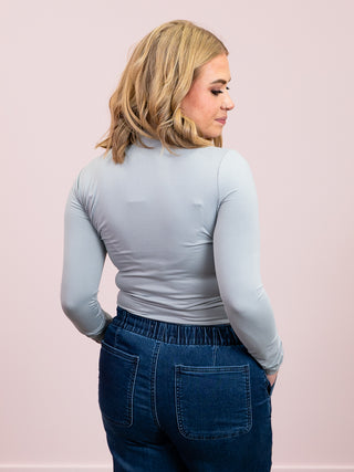 *4PM DEAL* Kimmy Long Sleeve V-Neck Tee | Light Grey