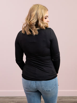 *4PM DEAL* Kimmy Long Sleeve V-Neck Tee | Black