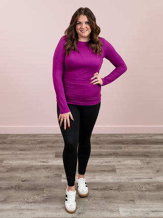 *4PM DEAL* Kenzie Long Sleeve Round Neck Tee | Light Plum