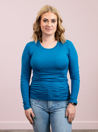 *4PM DEAL* Kenzie Long Sleeve Round Neck Tee | Ocean Teal