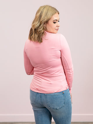 *4PM DEAL* Kenzie Long Sleeve Round Neck Tee | Dark Pink