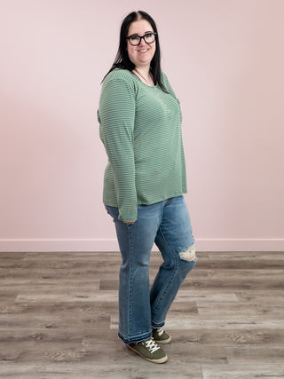 Striped Henley Long Sleeve | Fern