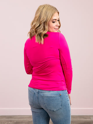 *4PM DEAL* Kenzie Long Sleeve Round Neck Tee | Hot Pink