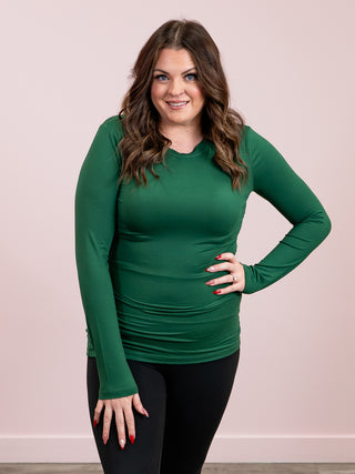 *4PM DEAL* Kenzie Long Sleeve Round Neck Tee | Dark Green
