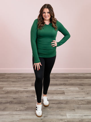 *4PM DEAL* Kenzie Long Sleeve Round Neck Tee | Dark Green