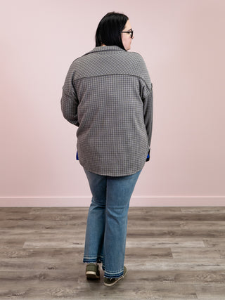 Woodshed Button Down Checker Shacket Top | Dark Grey