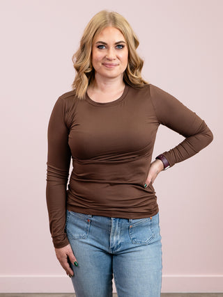 *4PM DEAL* Kenzie Long Sleeve Round Neck Tee | Brown