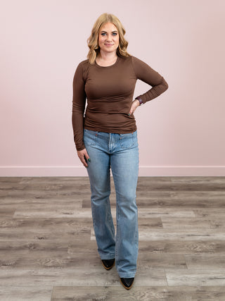 *4PM DEAL* Kenzie Long Sleeve Round Neck Tee | Brown