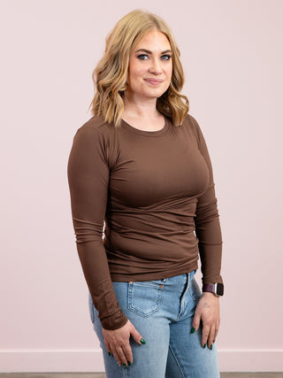 *4PM DEAL* Kenzie Long Sleeve Round Neck Tee | Brown