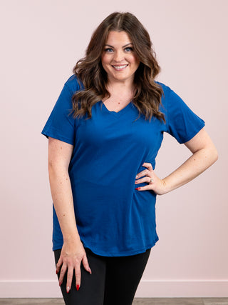 *12PM DEAL* Franklin V-Neck Tee | Light Navy