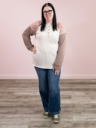 Blossom Bound Long Sleeve Top | Sand