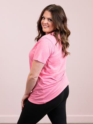 *12PM DEAL* Franklin V-Neck Tee | Heather Fuchsia