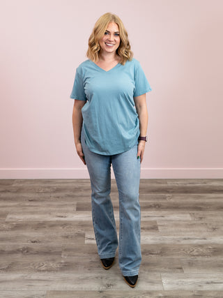 *12PM DEAL* Franklin V-Neck Tee | Blue Grey