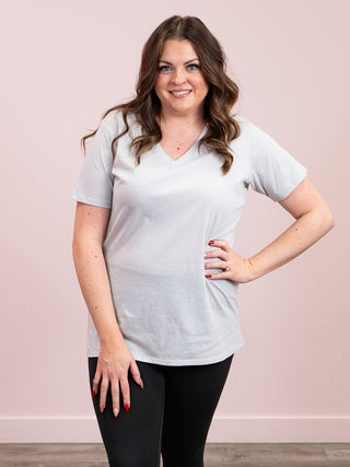*12PM DEAL* Franklin V-Neck Tee | Heather Grey