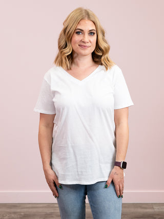 *12PM DEAL* Franklin V-Neck Tee | White