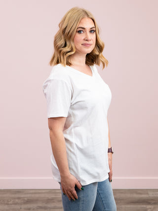 *12PM DEAL* Franklin V-Neck Tee | White