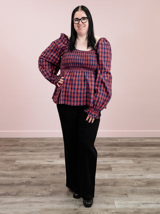 *NEW* More Than Words Babydoll Top | Red & Dark Blue