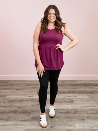 *1PM DEAL* Renee Ruffle Tank Top | Dark Purple