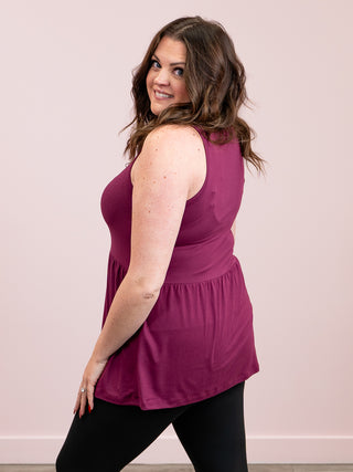*1PM DEAL* Renee Ruffle Tank Top | Dark Purple