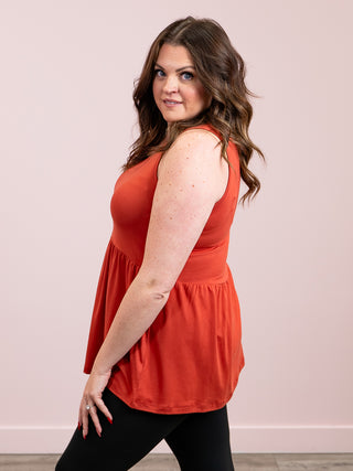 *1PM DEAL* Renee Ruffle Tank Top | Brick