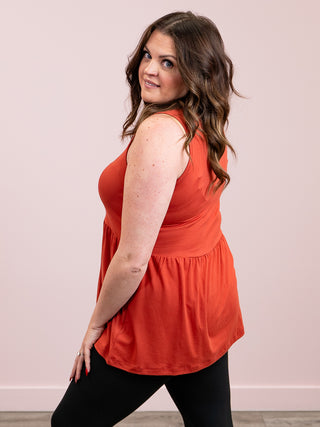 *1PM DEAL* Renee Ruffle Tank Top | Brick