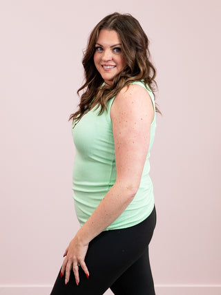 *1PM DEAL* Mila Zipper Tank | Lime