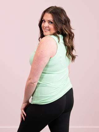 *1PM DEAL* Mila Zipper Tank | Lime