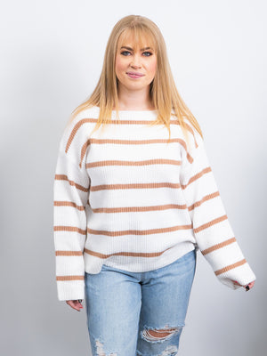 All Over Stripe Sweater | Ivory & Cocoa
