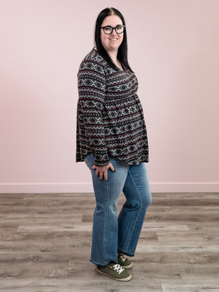 The Adventurer Babydoll Top | Black Multi
